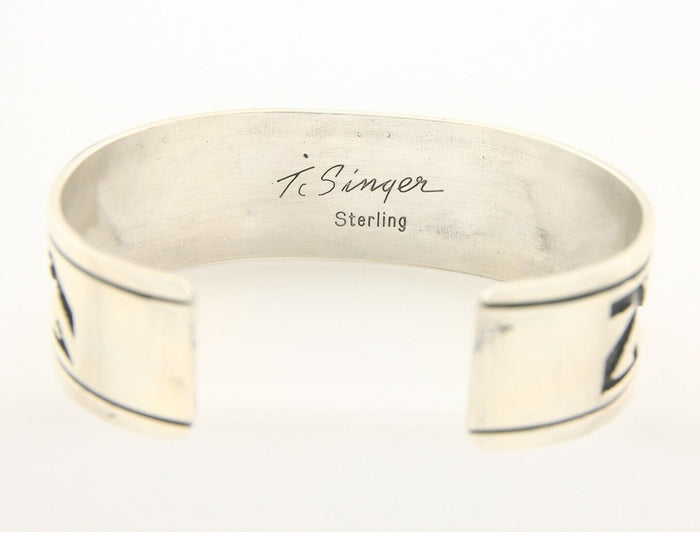 Navajo Bracelet 925 Silver Artist Signed Thomas Singer Cuff C.80's