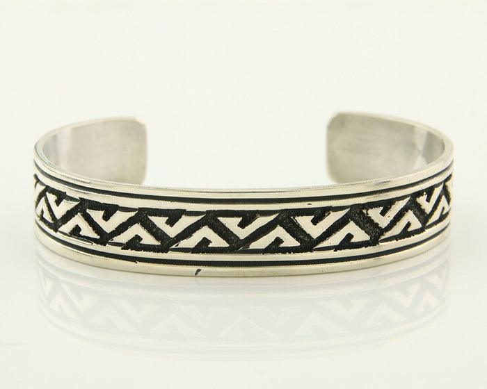 Navajo Bracelet 925 Silver Artist Signed Thomas Singer Cuff Made in the 1980's