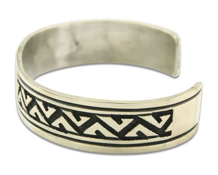 Navajo Bracelet 925 Silver Artist Signed Thomas Singer Cuff Made in the 1980's