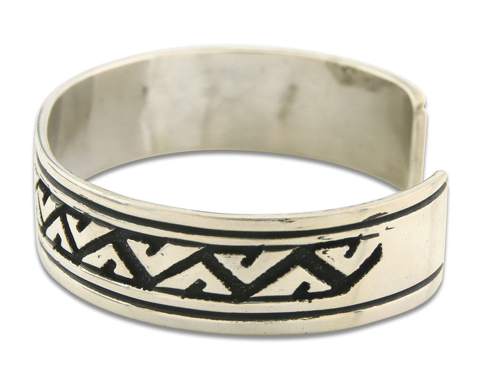 Navajo Bracelet 925 Silver Artist Signed Thomas Singer Cuff Made in the 1980's