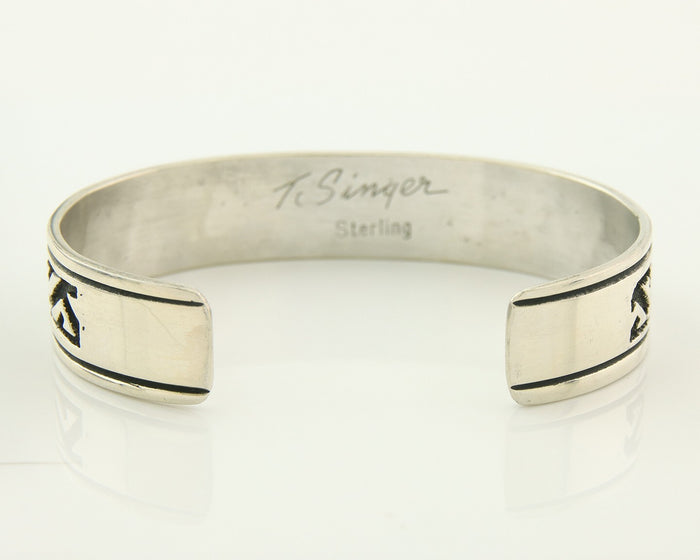 Navajo Bracelet 925 Silver Artist Signed Thomas Singer Cuff Made in the 1980's