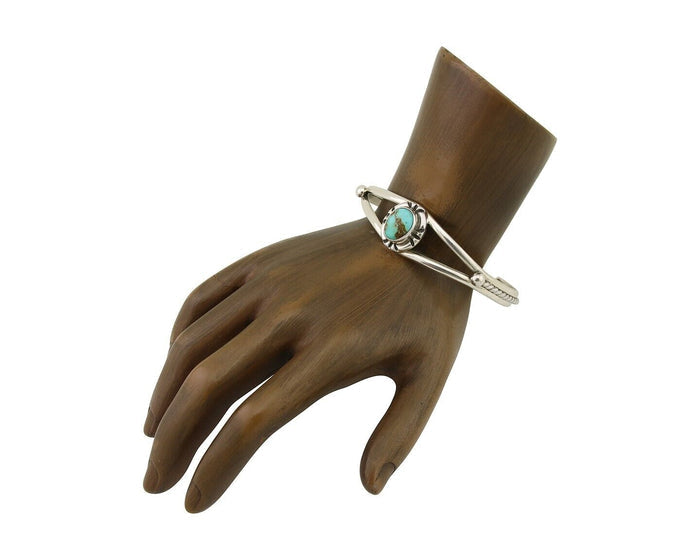 Navajo Bracelet 925 Silver Blue Turquoise Artist Signed Gecko C.80's