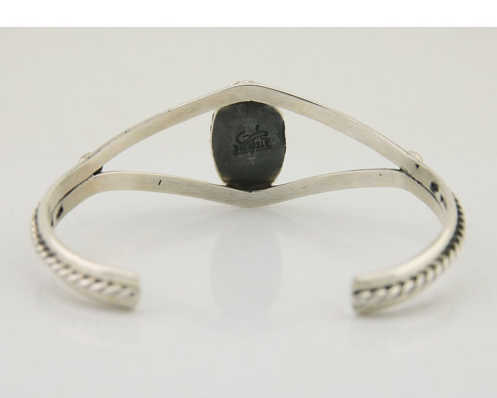 Navajo Bracelet 925 Silver Blue Turquoise Artist Signed Gecko C.80's