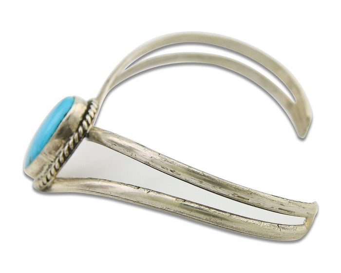 Navajo Bracelet 925 Silver Cuff Turquoise Handmade Artist Signed MC C.80's