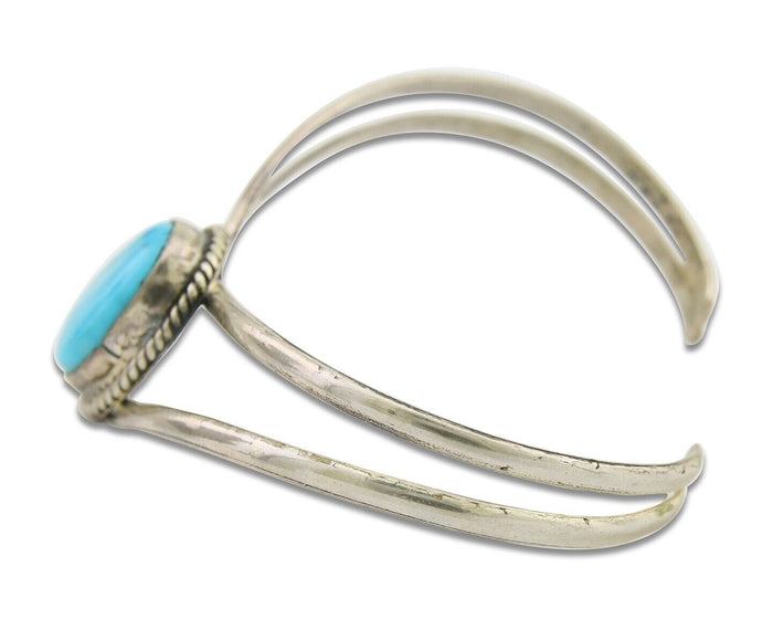 Navajo Bracelet 925 Silver Cuff Turquoise Handmade Artist Signed MC C.80's