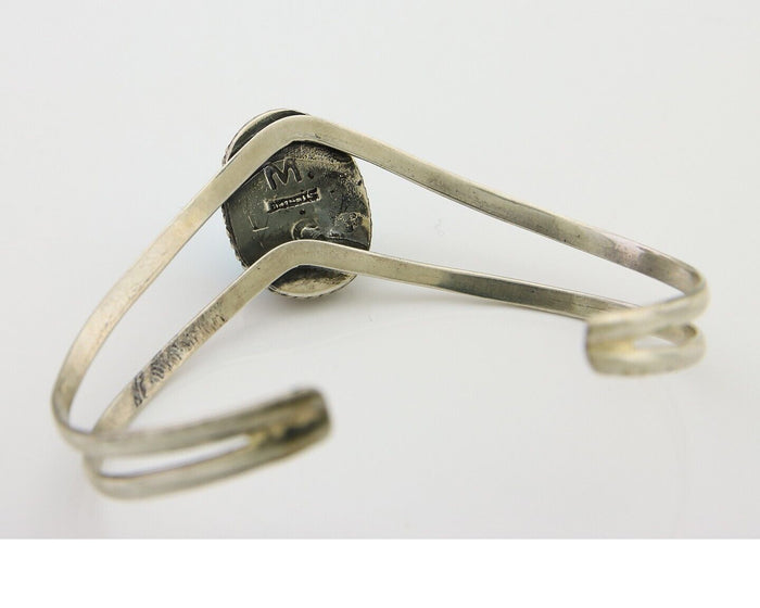 Navajo Bracelet 925 Silver Cuff Turquoise Handmade Artist Signed MC C.80's