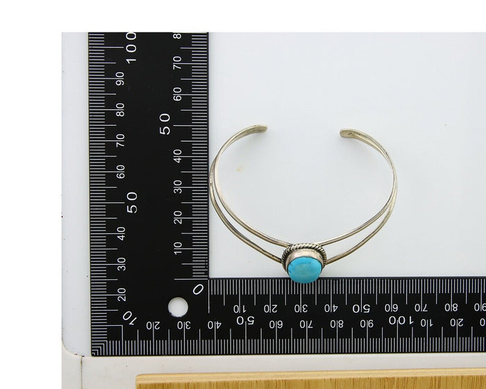 Navajo Bracelet 925 Silver Cuff Turquoise Handmade Artist Signed MC C.80's