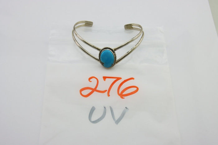 Navajo Bracelet 925 Silver Cuff Turquoise Handmade Artist Signed MC C.80's