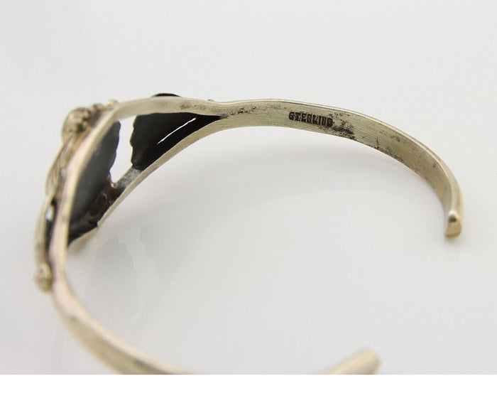 Navajo Bracelet 925 Silver Cuff Turquoise Handmade Native Artist C.80's