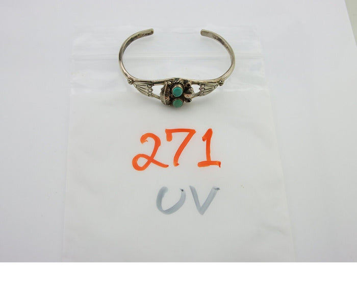 Navajo Bracelet 925 Silver Cuff Turquoise Handmade Native Artist C.80's