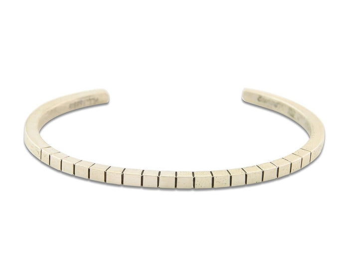 Navajo Bracelet 925 Silver Hand Stamped Signed M.C. ISASIB C.80's