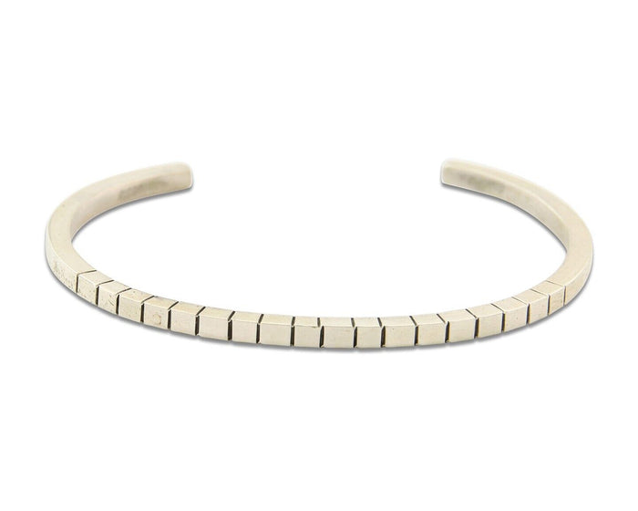 Navajo Bracelet 925 Silver Hand Stamped Signed M.C. ISASIB C.80's