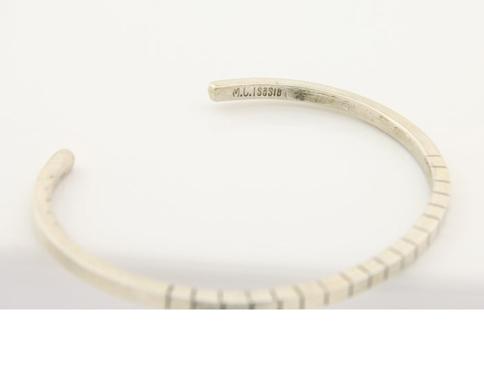 Navajo Bracelet 925 Silver Hand Stamped Signed M.C. ISASIB C.80's