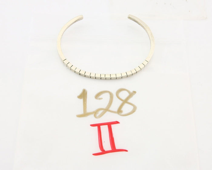 Navajo Bracelet 925 Silver Hand Stamped Signed M.C. ISASIB C.80's