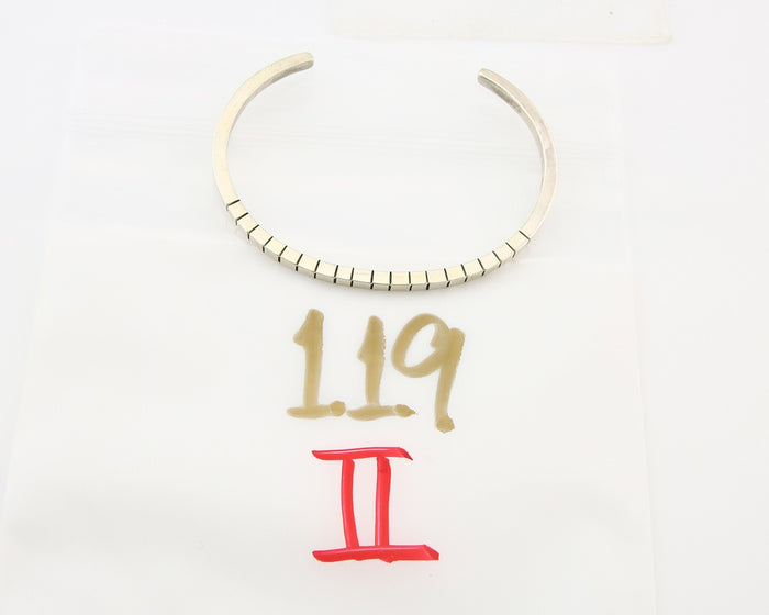 Navajo Bracelet 925 Silver Hand Stamped Signed M.C. ISASIB C.80's