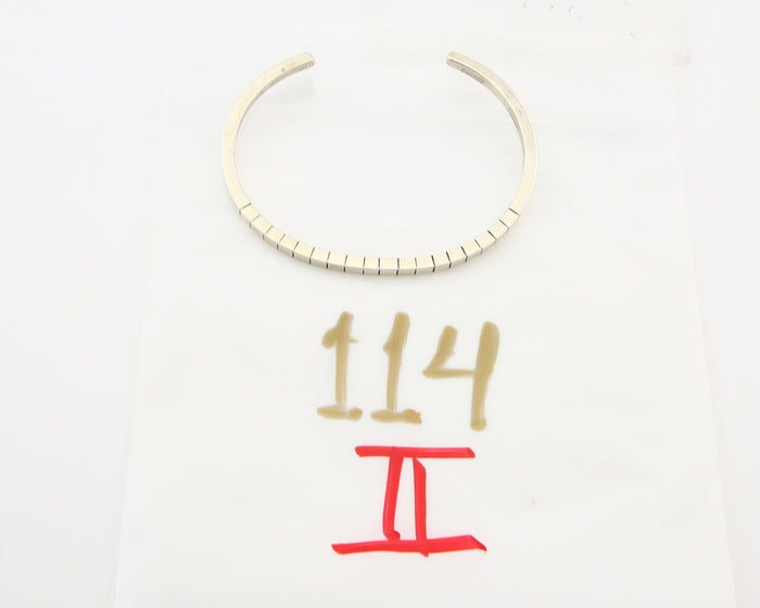 Navajo Bracelet 925 Silver Hand Stamped Signed M.C. ISASIB C.80's