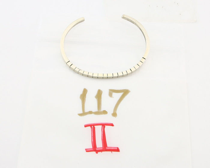 Navajo Bracelet 925 Silver Hand Stamped Signed M.C. ISASIB C.80's