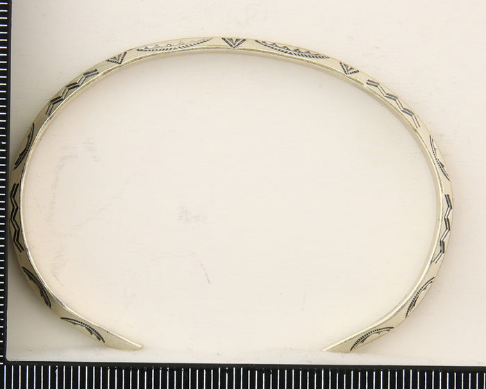 Navajo Bracelet 925 Silver Hand Stamped Triangle Signed Arrow & Signpost C.80's
