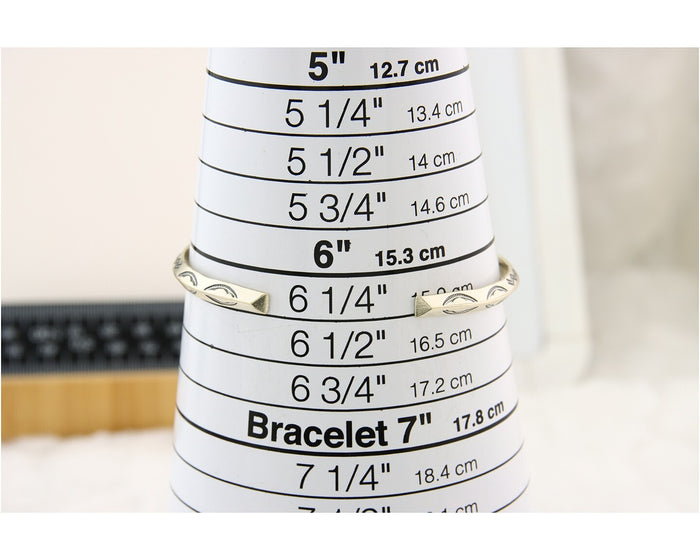 Navajo Bracelet 925 Silver Hand Stamped Triangle Signed Arrow & Signpost C.80's