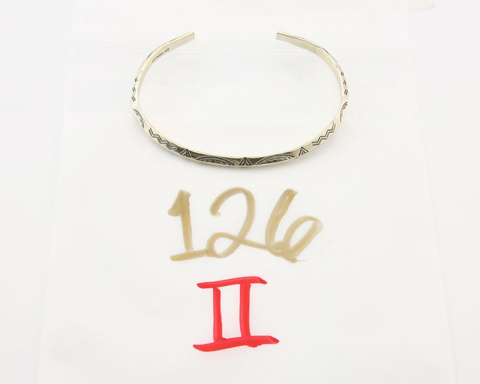Navajo Bracelet 925 Silver Hand Stamped Triangle Signed Arrow & Signpost C.80's
