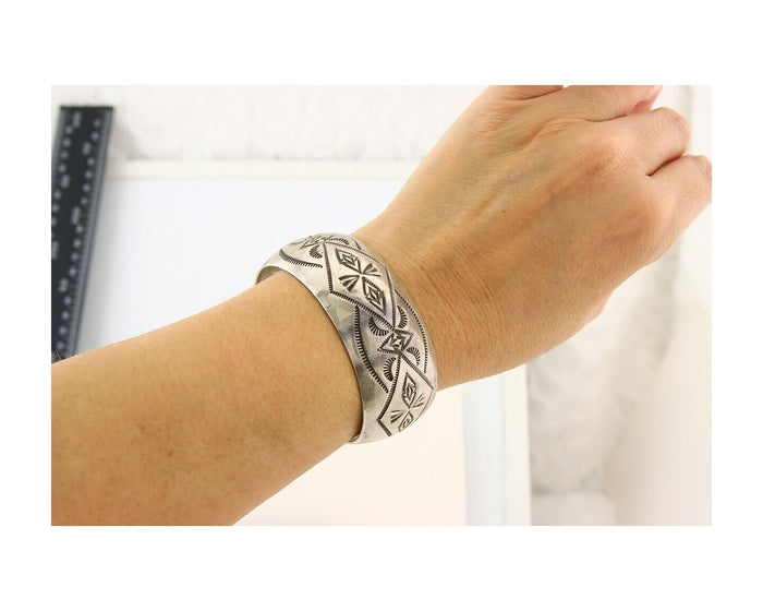 Navajo Bracelet 925 Silver Handmade Artist Signed Wilbur Tracy C.80's