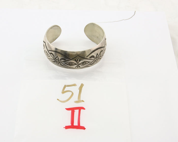 Navajo Bracelet 925 Silver Handmade Artist Signed Wilbur Tracy C.80's