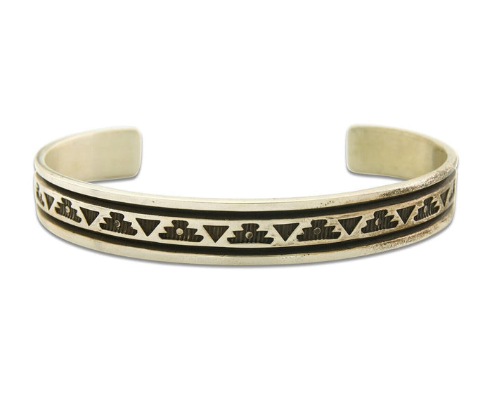 Navajo Bracelet 925 Silver Handmade Cuff Artist Signed Troy Laner C.80's