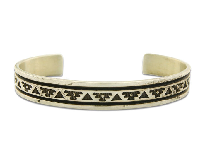 Navajo Bracelet 925 Silver Handmade Cuff Artist Signed Troy Laner C.80's