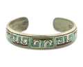 Navajo Bracelet 925 Silver Inlaid Coral Turquoise Cuff Artist Signed LB C.80's