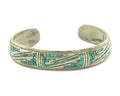 Navajo Bracelet 925 Silver Inlaid Turquoise Cuff Artist Signed LB C.80's