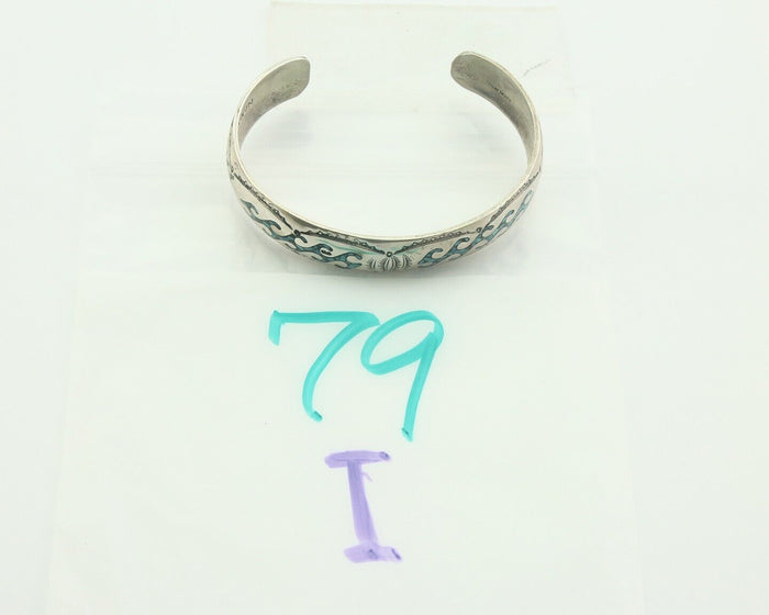 Navajo Bracelet 925 Silver Inlaid Turquoise Cuff Artist Signed NAKAI C.80's