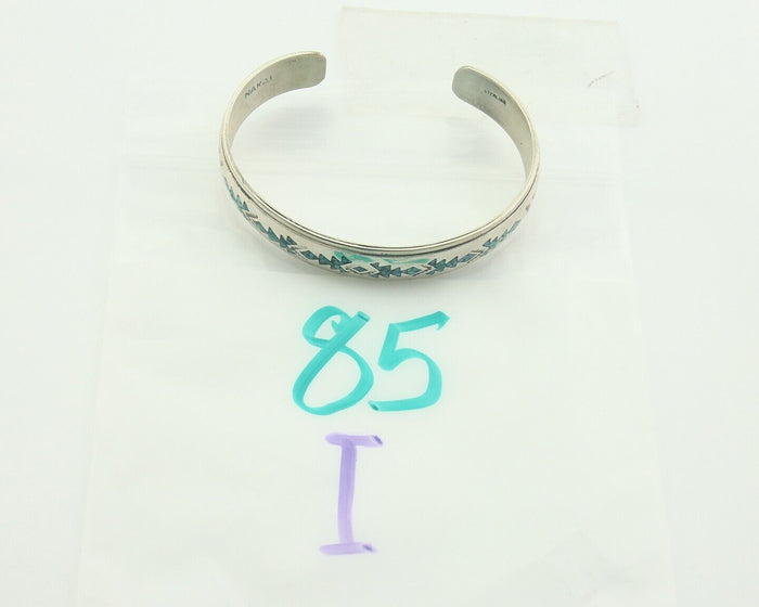 Navajo Bracelet 925 Silver Inlaid Turquoise Cuff Artist Signed NAKAI C.80's
