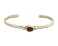 Navajo Bracelet .925 Silver Mediterranean Red Coral Cuff Native Artist C.80's