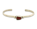Navajo Bracelet .925 Silver Mediterranean Red Coral Cuff Native Artist C.80's