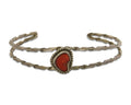 Navajo Bracelet .925 Silver Mediterranean Red Coral Cuff Native Artist C.80's