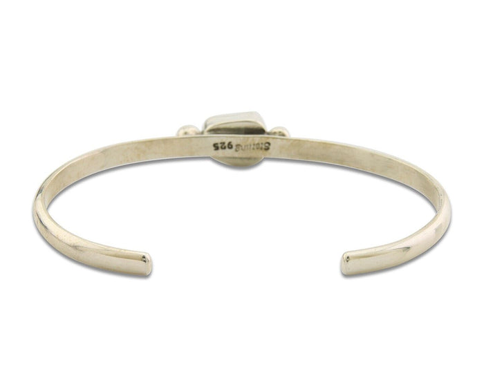Navajo Bracelet .925 Silver Mediterranean Red Coral Cuff Native Artist C.80's