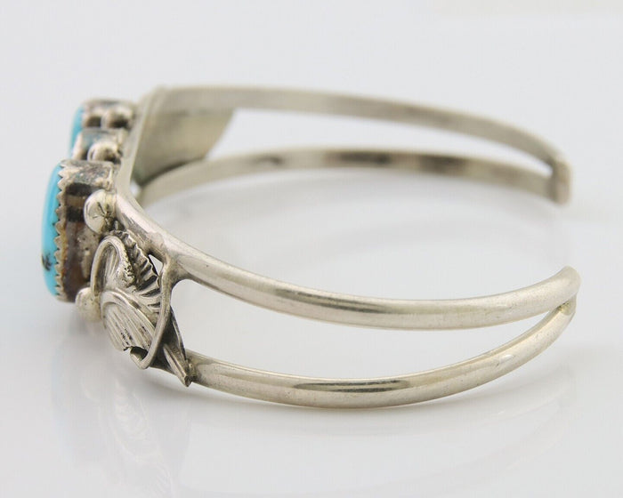 Navajo Bracelet 925 Silver Natural Blue Turquoise Native American Artist C.80's