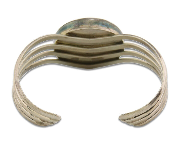 Navajo Bracelet 925 Silver Natural Onyx Cuff Native American Artist C.80's
