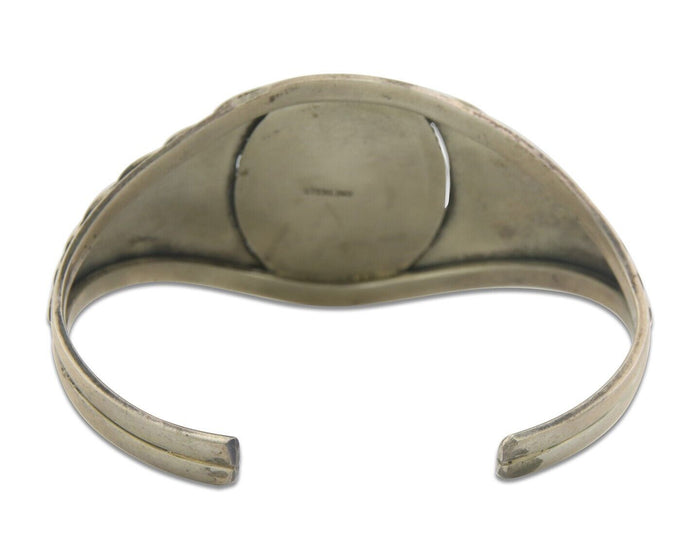 Navajo Bracelet 925 Silver Natural Onyx Cuff Native American Artist C.80's