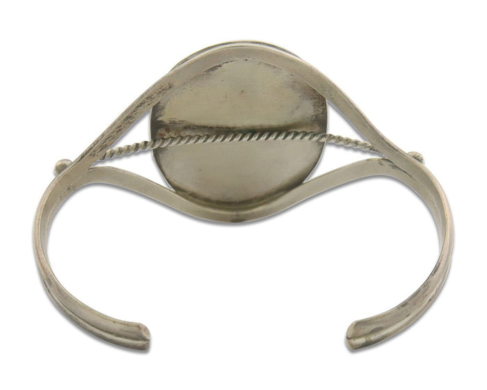 Navajo Bracelet 925 Silver Natural Onyx Cuff Native American Artist C.80's