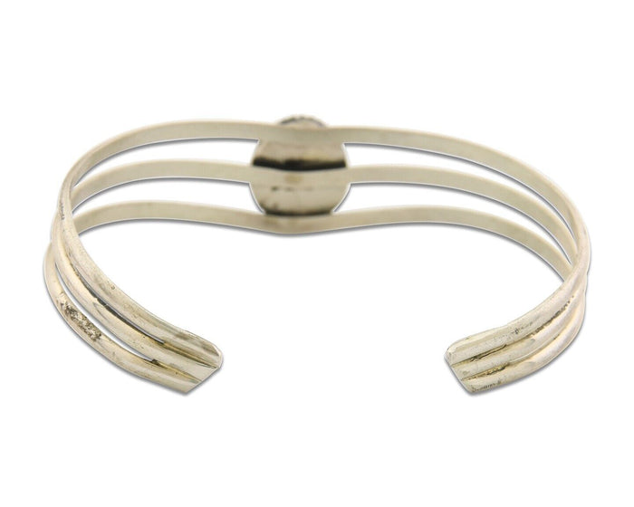 Navajo Bracelet 925 Silver Natural Onyx Cuff Native American Artist C.80's