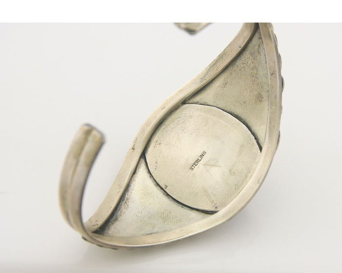 Navajo Bracelet 925 Silver Natural Onyx Cuff Native American Artist C.80's
