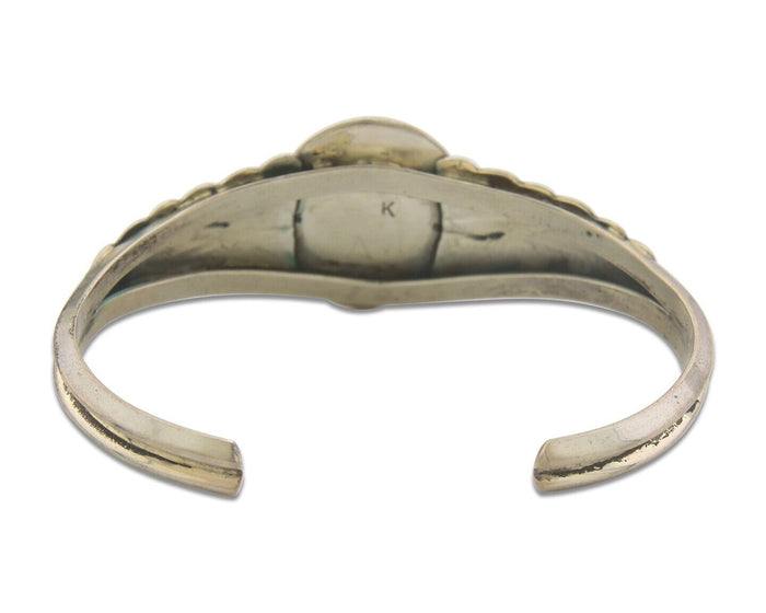 Navajo Bracelet 925 Silver Natural Onyx Cuff Native Artist Signed K C.80's