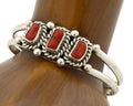 Navajo Bracelet .925 Silver Natural Red Coral Artist Native American C.1980's