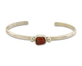 Navajo Bracelet .925 Silver Natural Red Coral Cuff Native American Artist C.80's
