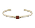 Navajo Bracelet .925 Silver Natural Red Coral Cuff Native American Artist C.80's