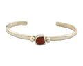Navajo Bracelet .925 Silver Natural Red Coral Cuff Native American Artist C.80's
