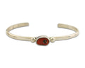 Navajo Bracelet .925 Silver Natural Red Coral Cuff Native American Artist C.80's