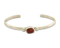 Navajo Bracelet .925 Silver Natural Red Coral Cuff Native American Artist C.80's