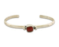 Navajo Bracelet .925 Silver Natural Red Coral Cuff Native American Artist C.80's